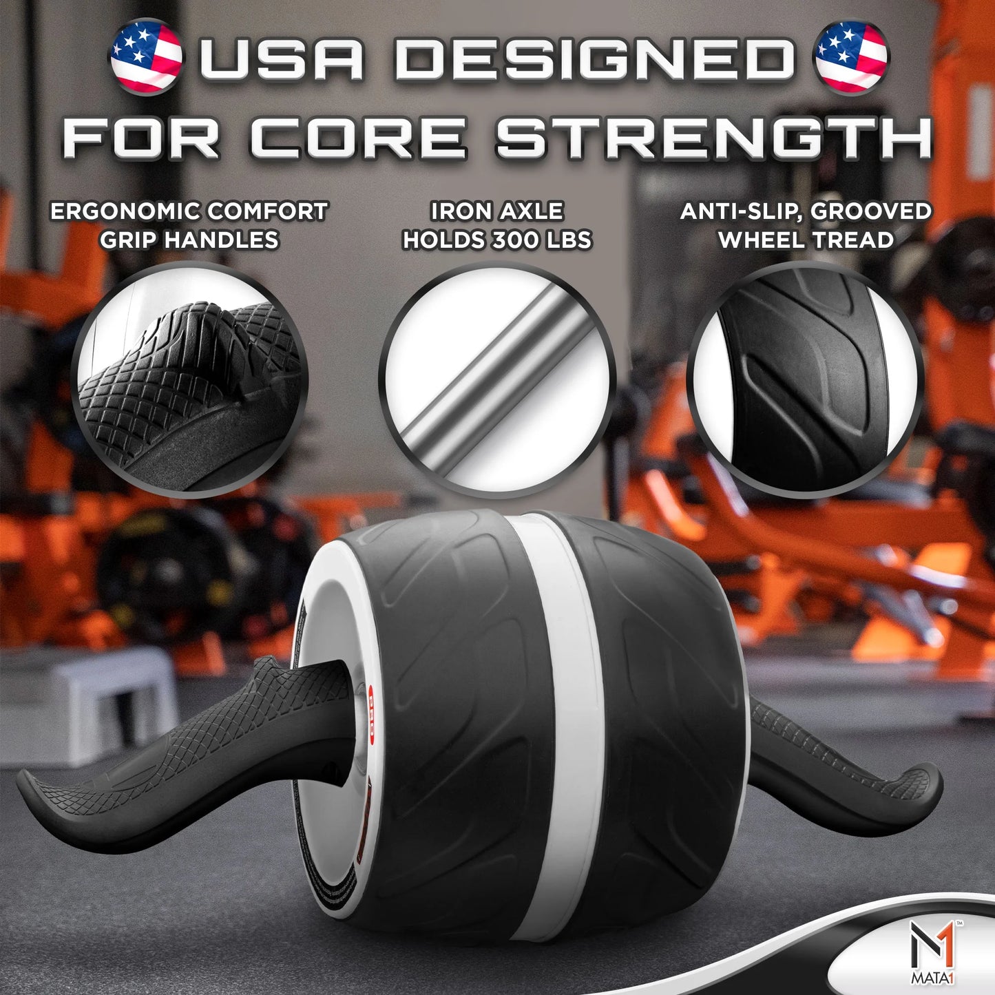 Ab Roller Wheel W/ Knee Pad, Abs & Core Exercise Equipment by -Usa