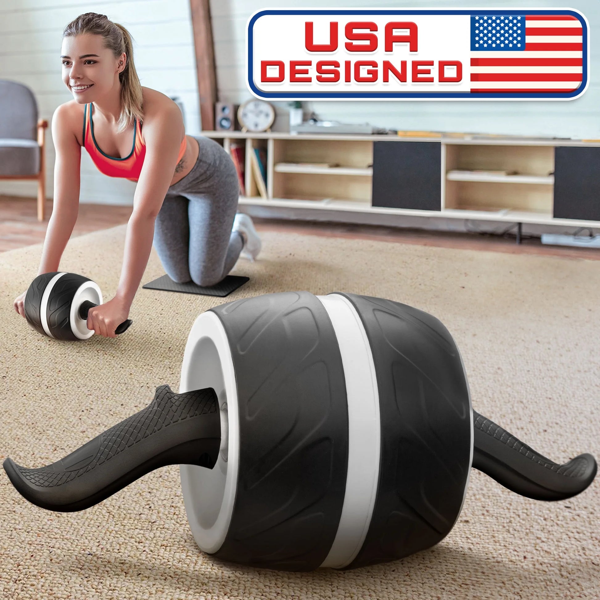 Ab Roller Wheel W/ Knee Pad, Abs & Core Exercise Equipment by -Usa