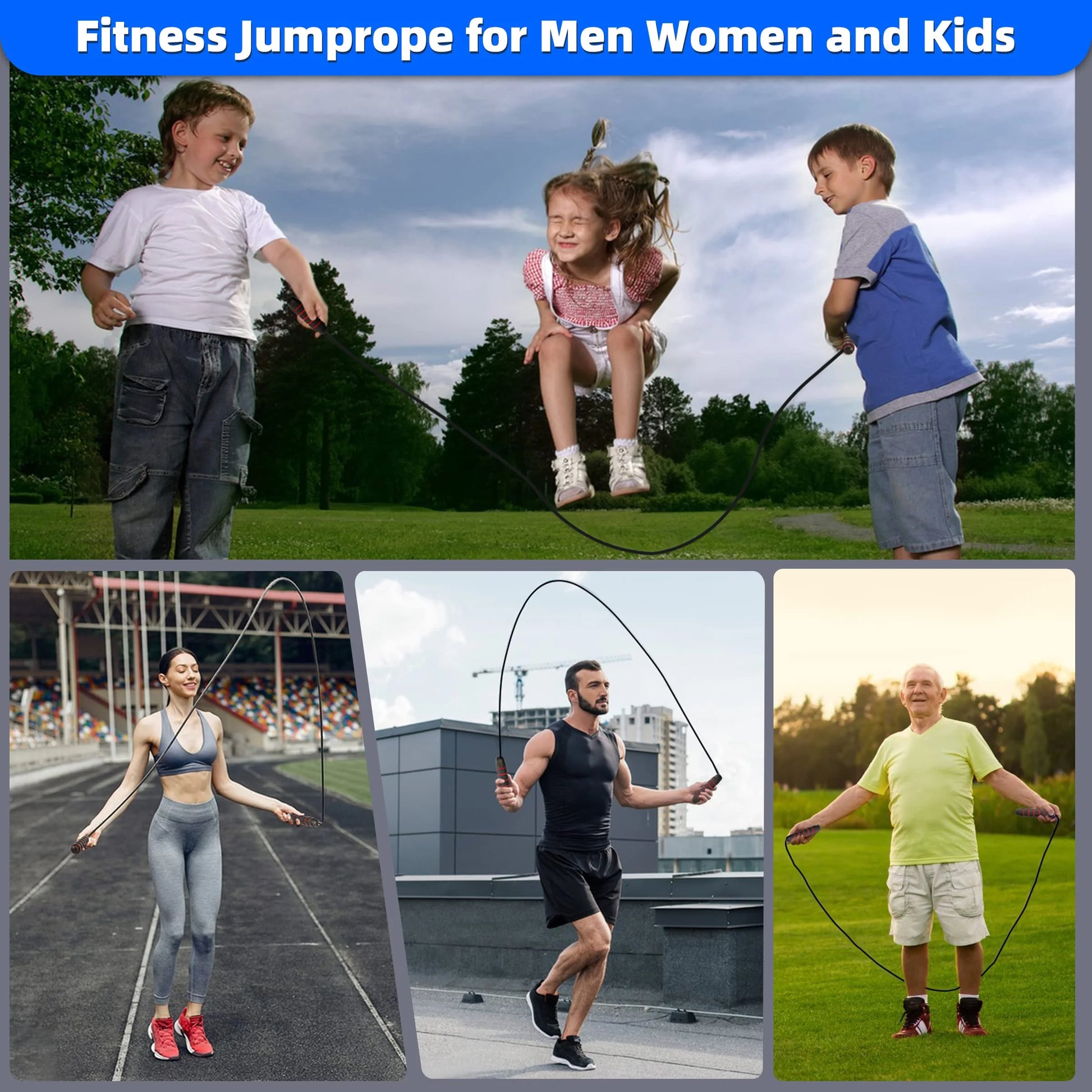 4 Pack Jump Ropes, Portable Adjustable Jump Ropes for Fitness, Anti-Skid Design, Tangle-Free Experience, Jumprope for Home School Gym