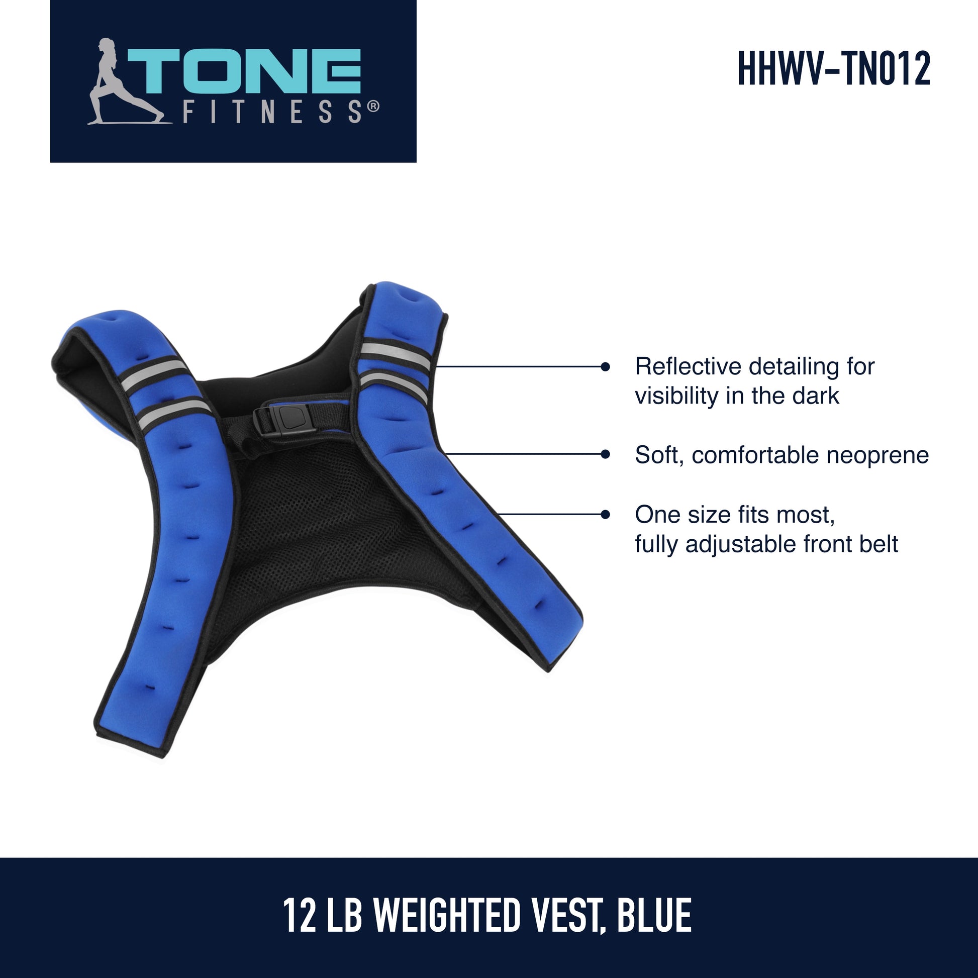 Neoprene Weighted Vest, 12 Pounds, Blue