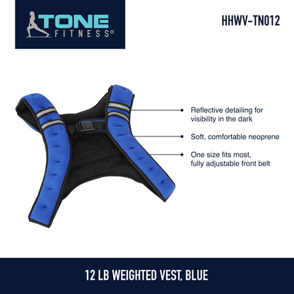 Neoprene Weighted Vest, 12 Pounds, Blue
