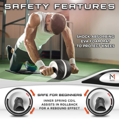 Ab Roller Wheel W/ Knee Pad, Abs & Core Exercise Equipment by -Usa